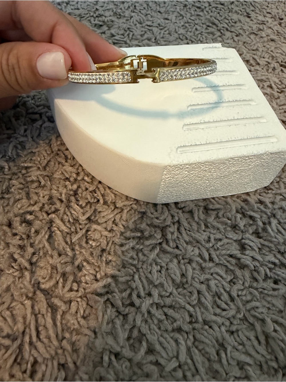 Gold-Tone Crystal Pavé Hinged Bracelet